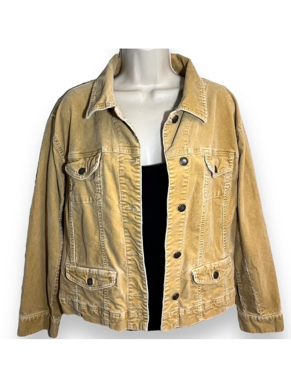 Chico’s Women’s Button Front Corduroy Jacket Tan Size 3 (XL)